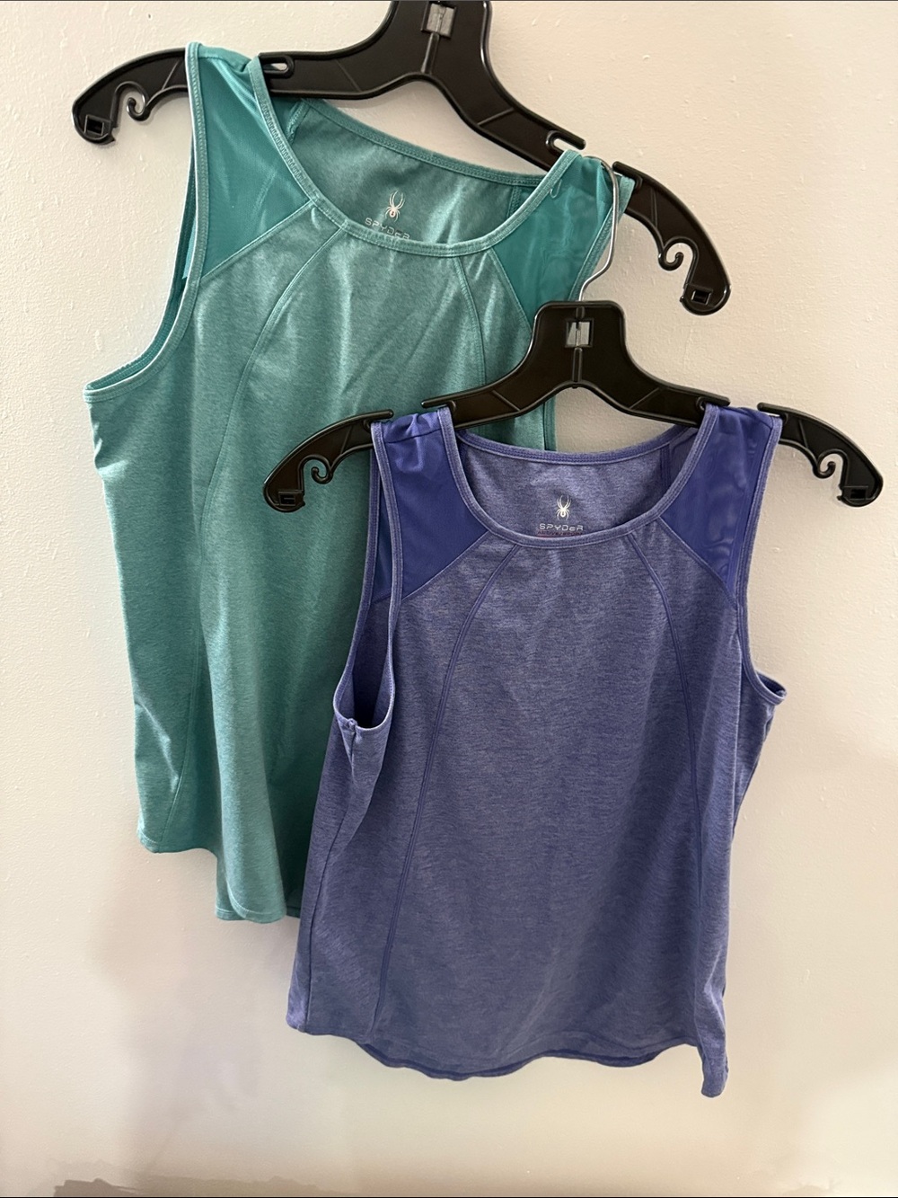 Spyder Dual-Tone Athletic Tank Tops Teal and Purple speckle gym top sleeveless M